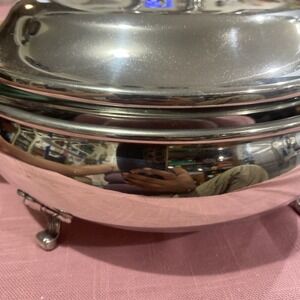 Vintage PYREX 2QT Silver Plated Chafing Dish Cradle Insert & Cover